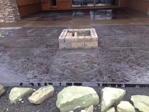 patio with built in fire place