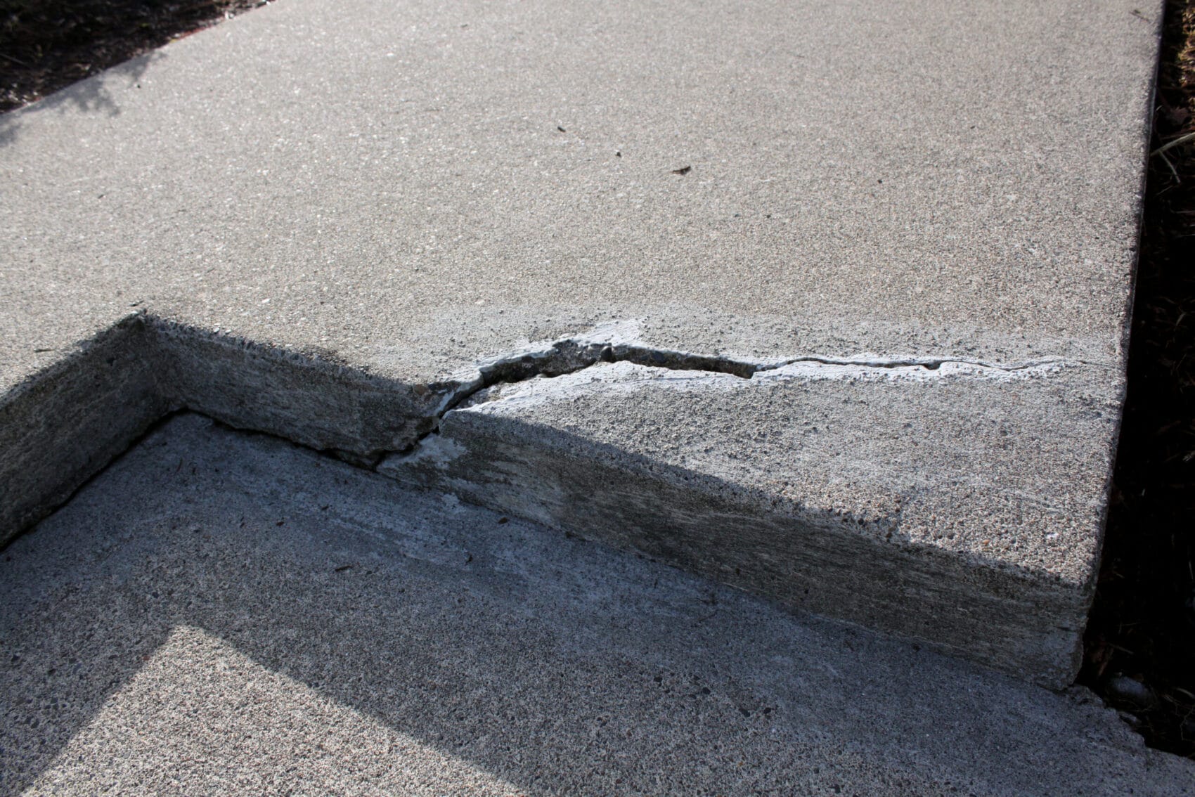 Cracked concrete step